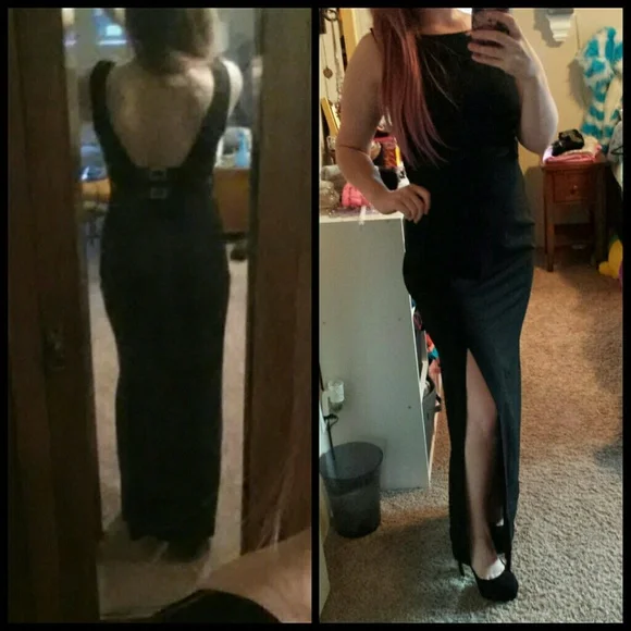 Rimini • Sexy Black Side Slit Vintage Evening Gown - Picture 12 of 16